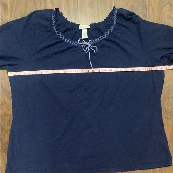 Catherines Blue Puff Sleeve Blouse Boho Style Peasant Top - Picture 4 of 7